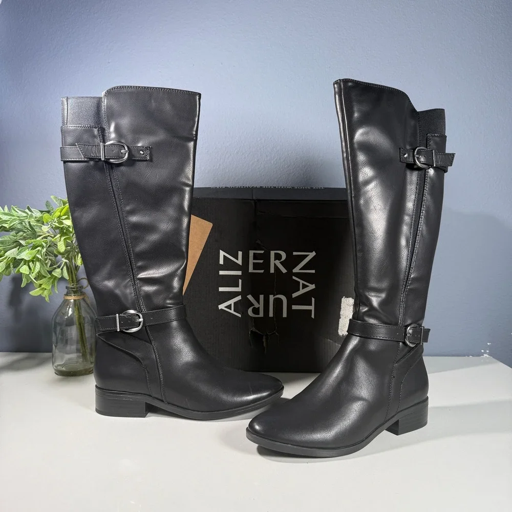 Naturalizer Sahara Black‎ Knee High Riding Boots Women's Size 6M